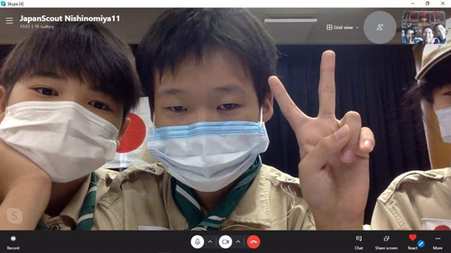 Scouts from Indonesia and Japan meet on video chat during JOTA-JOTI 2021